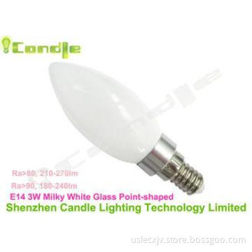 3w 220v Milky White Glass Dimmable Led Candle Bulbs E14 AL1